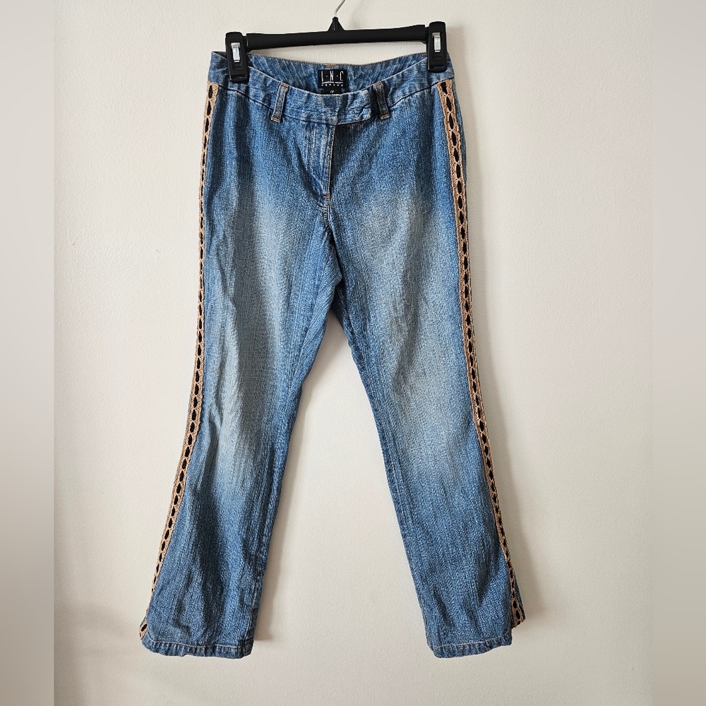 Y2k denim crochet flare jeans
